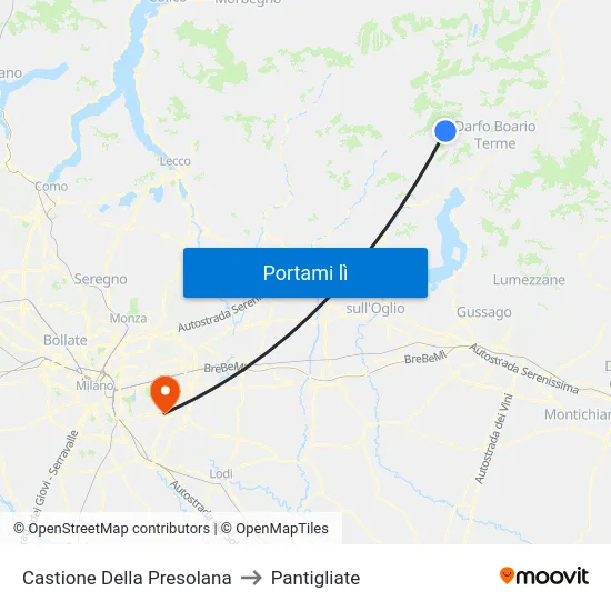 Castione Della Presolana to Pantigliate map