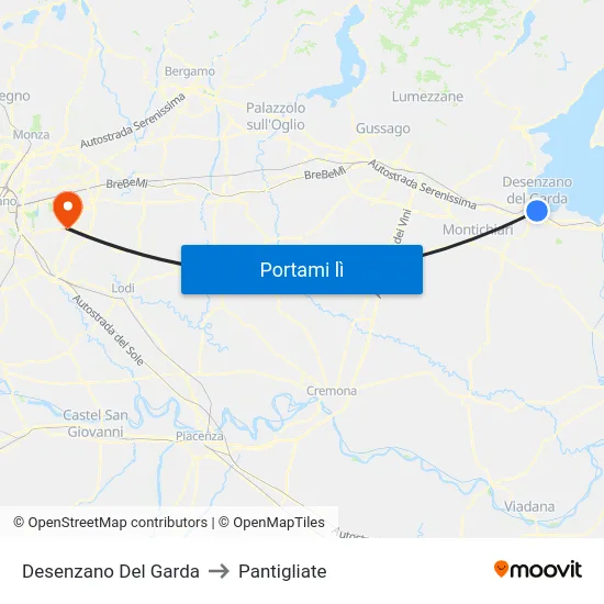 Desenzano Del Garda to Pantigliate map