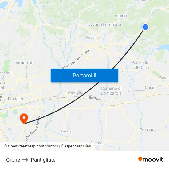 Grone to Pantigliate map