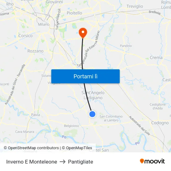Inverno E Monteleone to Pantigliate map