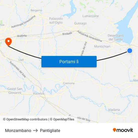 Monzambano to Pantigliate map