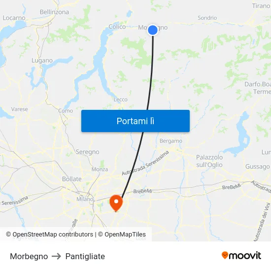 Morbegno to Pantigliate map