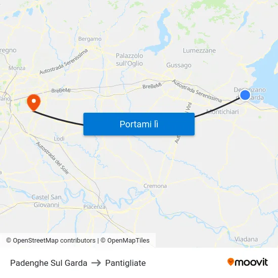 Padenghe Sul Garda to Pantigliate map