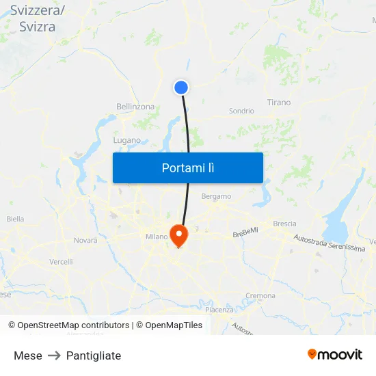 Mese to Pantigliate map