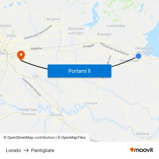 Lonato to Pantigliate map