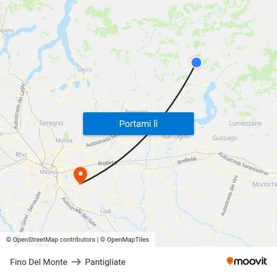 Fino Del Monte to Pantigliate map