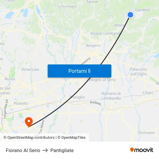 Fiorano Al Serio to Pantigliate map
