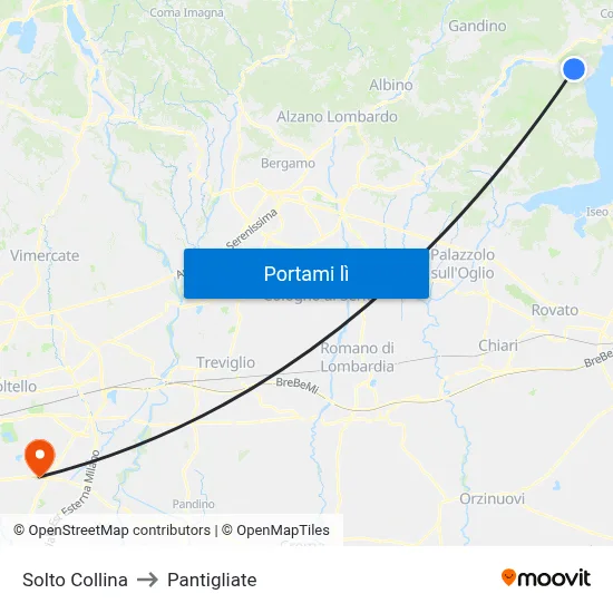 Solto Collina to Pantigliate map