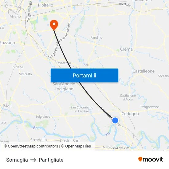 Somaglia to Pantigliate map