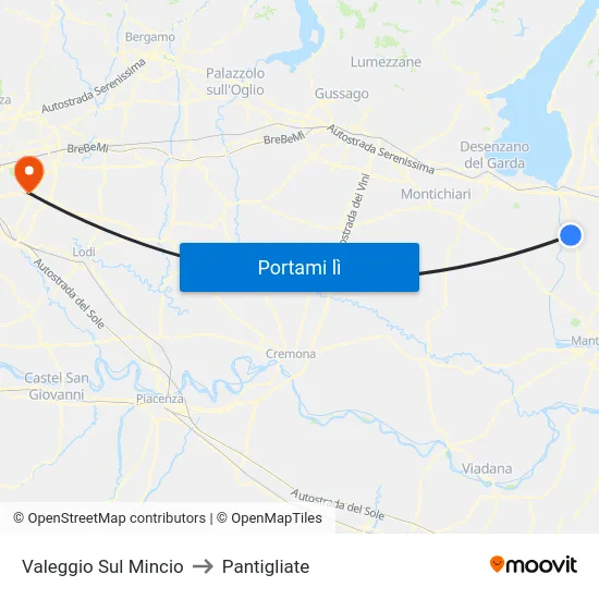 Valeggio Sul Mincio to Pantigliate map