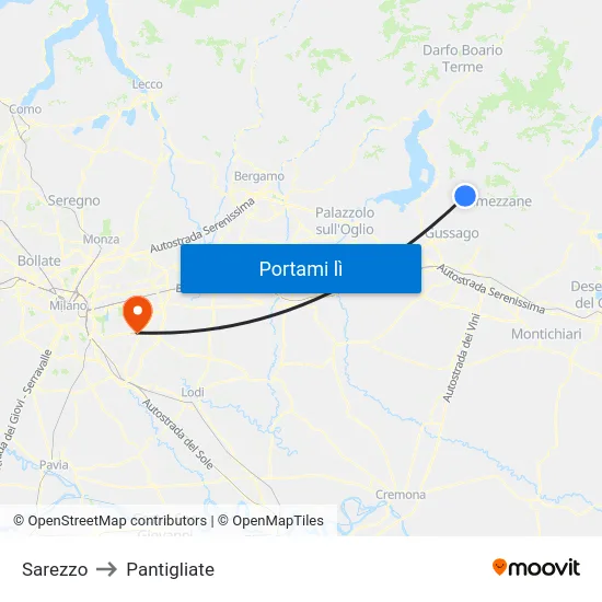 Sarezzo to Pantigliate map