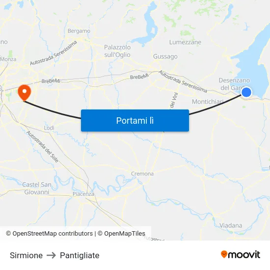 Sirmione to Pantigliate map