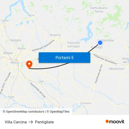 Villa Carcina to Pantigliate map