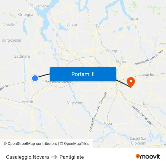 Casaleggio Novara to Pantigliate map