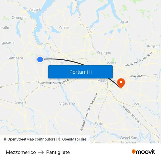 Mezzomerico to Pantigliate map