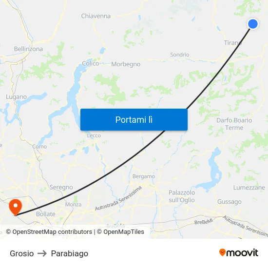 Grosio to Parabiago map