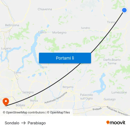 Sondalo to Parabiago map