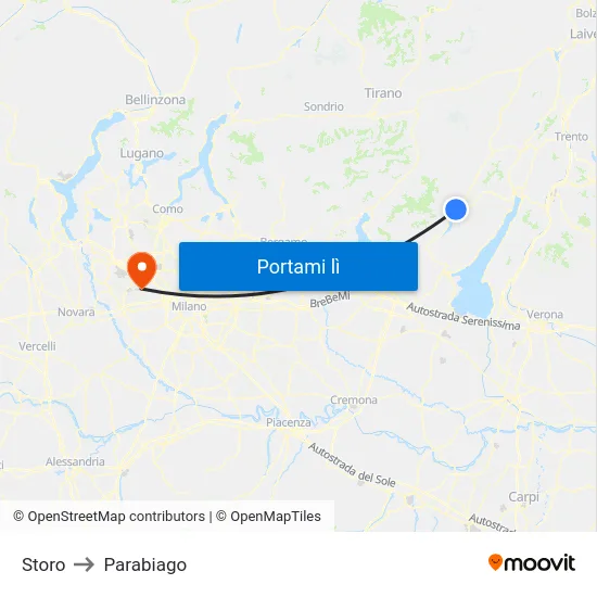 Storo to Parabiago map