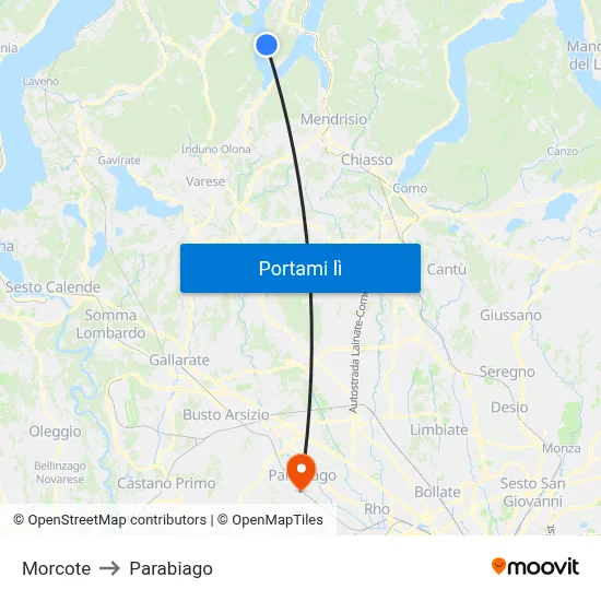 Morcote to Parabiago map