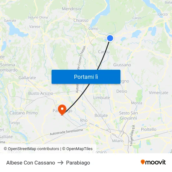 Albese Con Cassano to Parabiago map