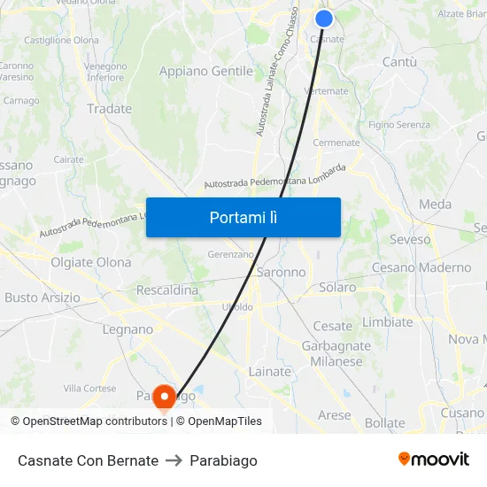 Casnate Con Bernate to Parabiago map