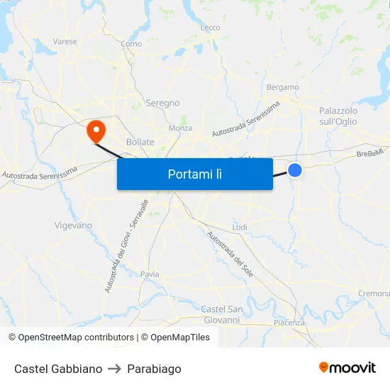 Castel Gabbiano to Parabiago map