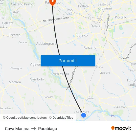 Cava Manara to Parabiago map