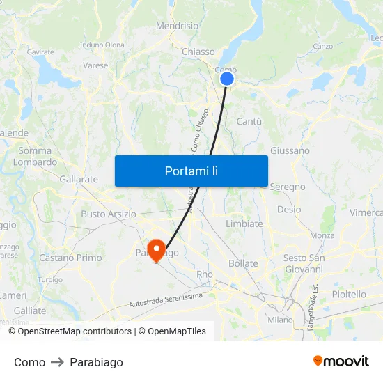 Como to Parabiago map