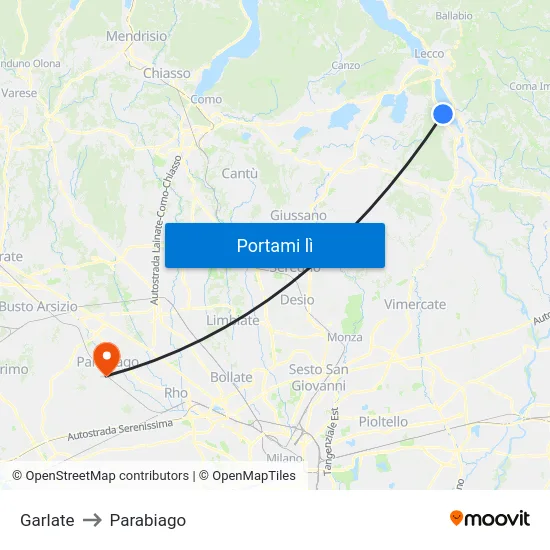 Garlate to Parabiago map