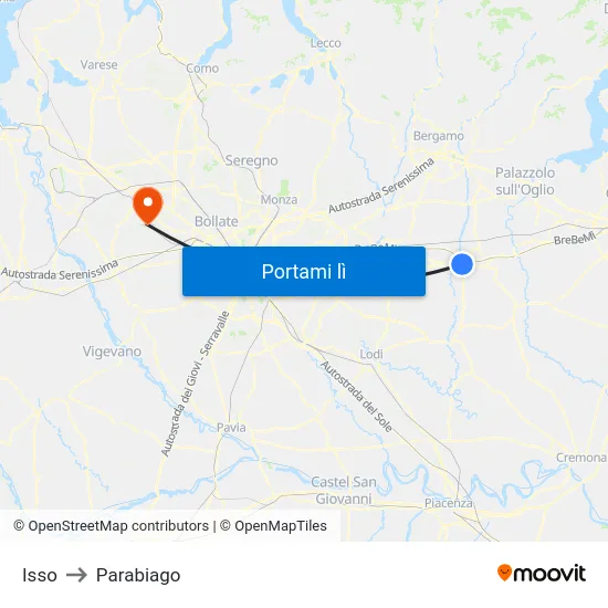 Isso to Parabiago map