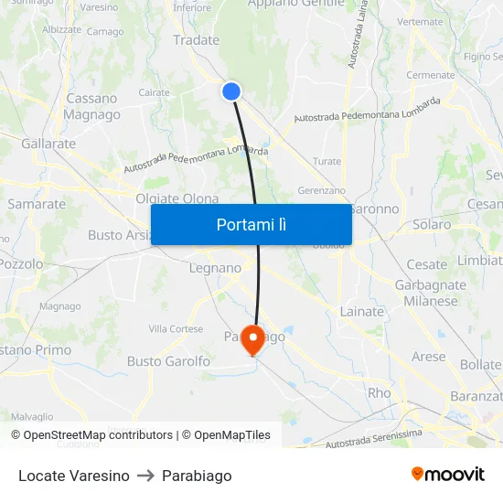 Locate Varesino to Parabiago map