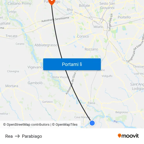 Rea to Parabiago map