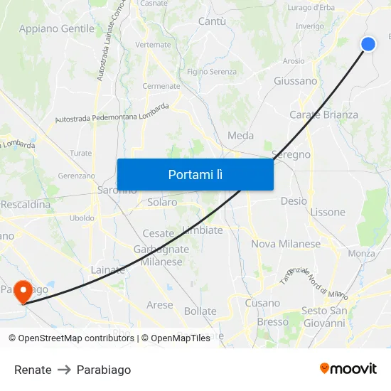 Renate to Parabiago map