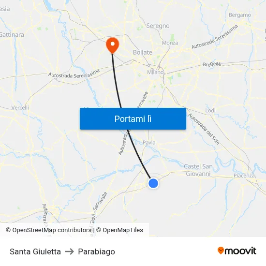 Santa Giuletta to Parabiago map
