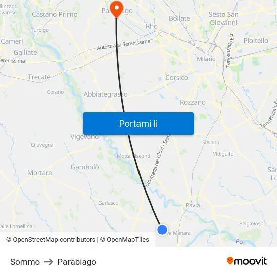 Sommo to Parabiago map