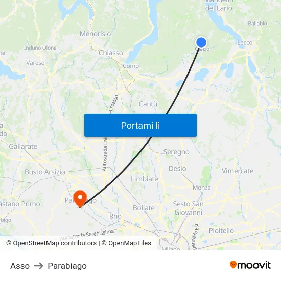 Asso to Parabiago map