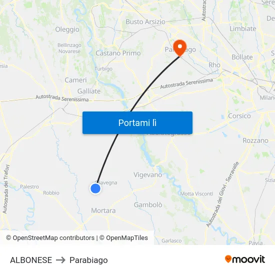 ALBONESE to Parabiago map