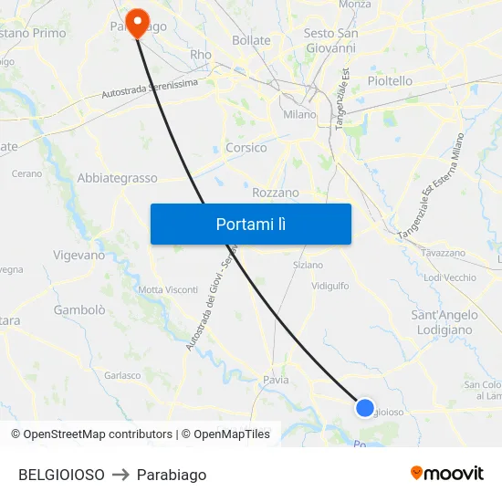 BELGIOIOSO to Parabiago map