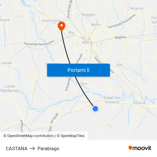 CASTANA to Parabiago map