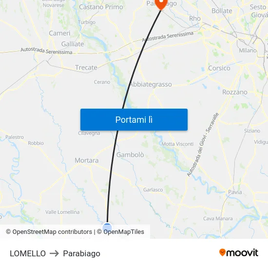 LOMELLO to Parabiago map