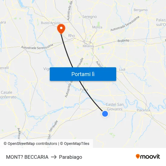 MONT? BECCARIA to Parabiago map