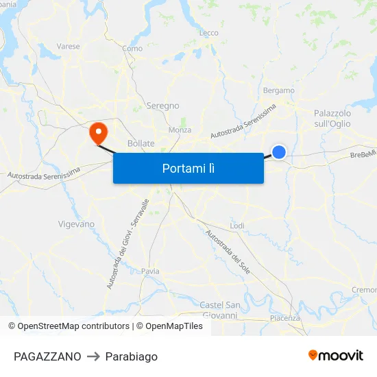 PAGAZZANO to Parabiago map