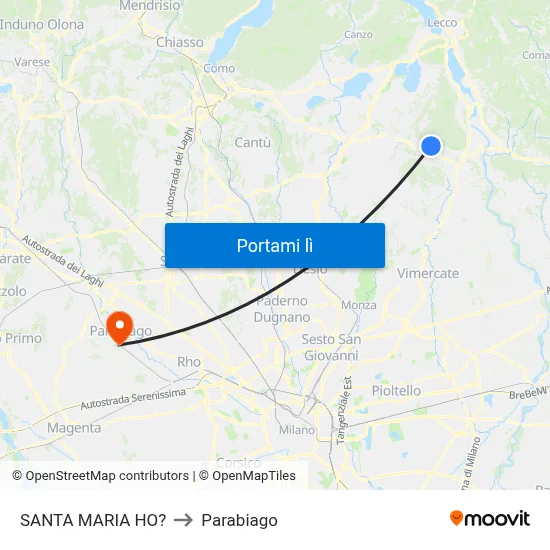 SANTA MARIA HO? to Parabiago map