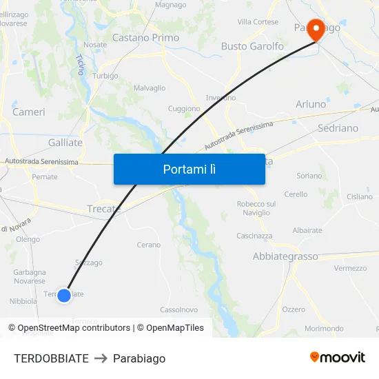 TERDOBBIATE to Parabiago map