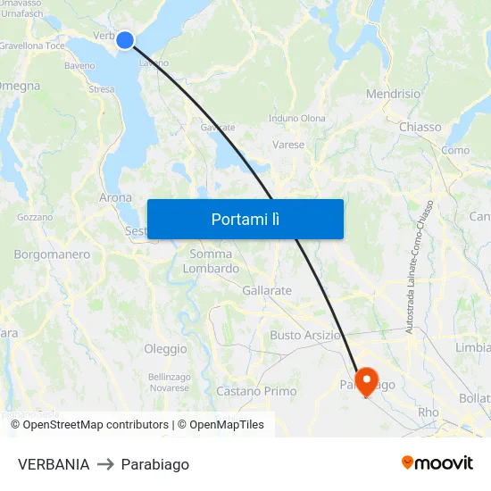 VERBANIA to Parabiago map