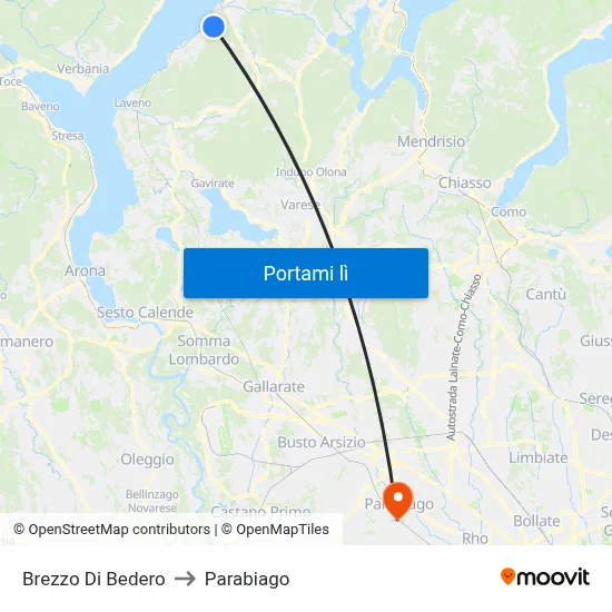 Brezzo Di Bedero to Parabiago map