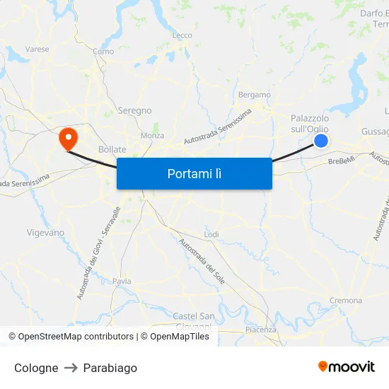 Cologne to Parabiago map