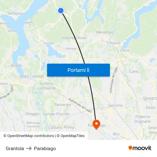 Grantola to Parabiago map