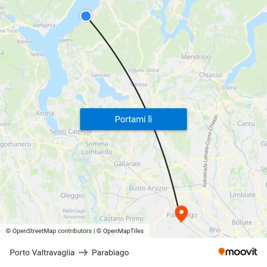 Porto Valtravaglia to Parabiago map