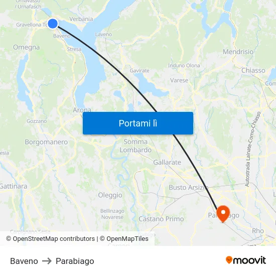 Baveno to Parabiago map